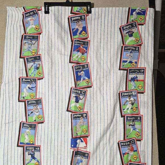 Vintage Baseball Cards Flat Bedsheet Twin Size 92" x 66" 80s 90s MLB Collectors - Picture 6 of 11
